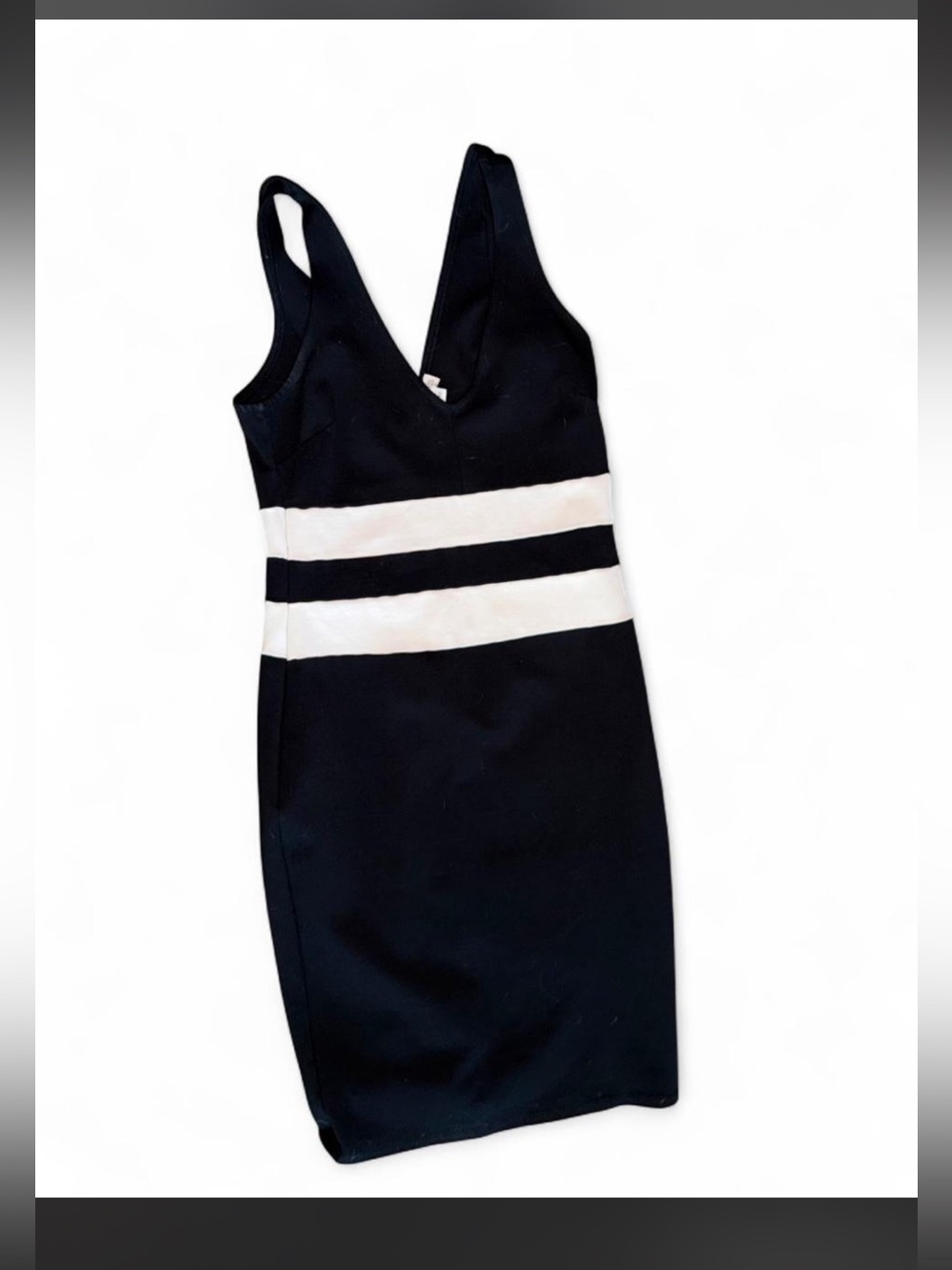 Black Bodycon guess Dress with White Waist Stripes